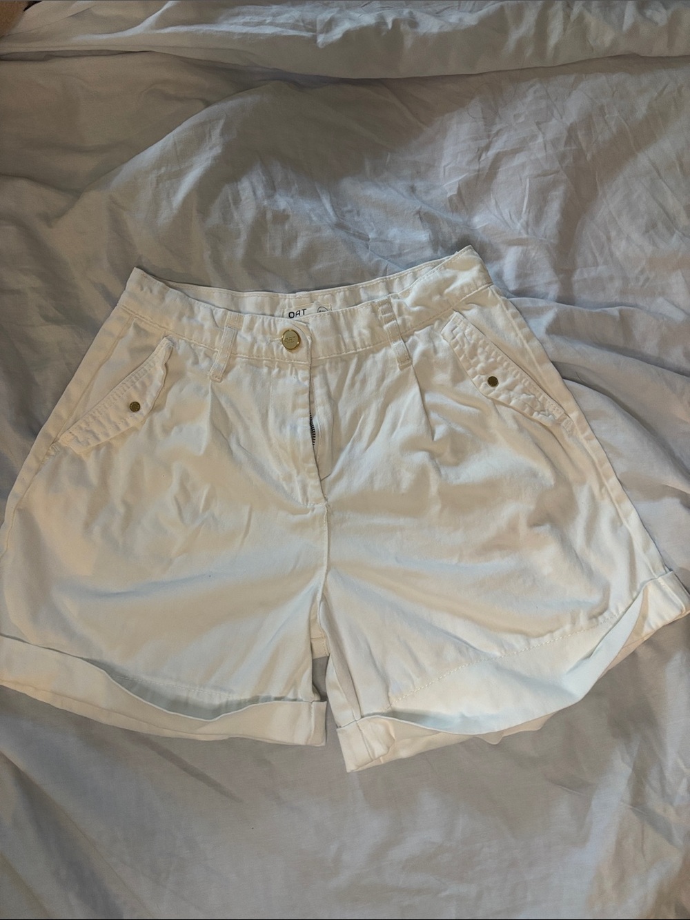OAT New York Women’s White Cuffed Shorts Size 4 27 Cotton Stretch High Rise